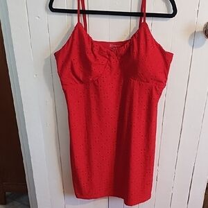 No Boundaries Vibrant Red Eyelet Top